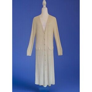 Paris Atelier & Other Stories Long Maxi Cardigan Duster Ivory Womens L Button Up